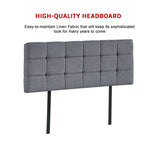 Linen Fabric Double Bed Deluxe Headboard Bedhead - Grey - Top-Down View