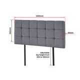 Linen Fabric Double Bed Deluxe Headboard Bedhead - Grey - Rear View