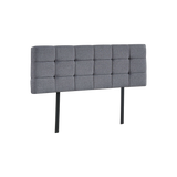 Linen Fabric Queen Bed Deluxe Headboard Bedhead - Grey - Front View
