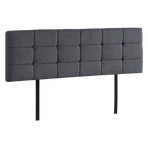Linen Fabric King Bed Deluxe Headboard Bedhead - Grey