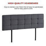 Linen Fabric King Bed Deluxe Headboard Bedhead - Grey - 45-Degree Angle