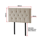 Linen Fabric Single Bed Deluxe Headboard Bedhead - Beige
