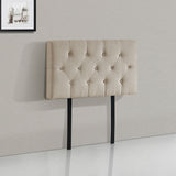 Linen Fabric Single Bed Deluxe Headboard Bedhead - Beige - Side View