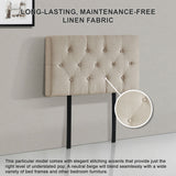 Linen Fabric Single Bed Deluxe Headboard Bedhead - Beige - Rear View