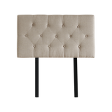 Linen Fabric Single Bed Deluxe Headboard Bedhead - Beige - Low Angle