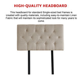 Linen Fabric Single Bed Deluxe Headboard Bedhead - Beige - Extra Image