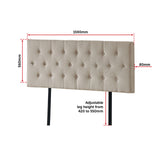 Linen Fabric Queen Bed Deluxe Headboard Bedhead - Beige - Extra Image