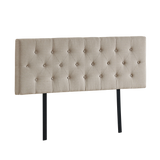 Linen Fabric Queen Bed Deluxe Headboard Bedhead - Beige - 45-Degree Angle