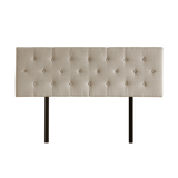 Linen Fabric Queen Bed Deluxe Headboard Bedhead - Beige - Low Angle