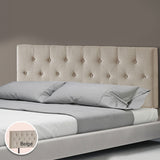 Linen Fabric King Bed Deluxe Headboard Bedhead - Beige