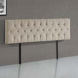 Linen Fabric King Bed Deluxe Headboard Bedhead - Beige - Side View