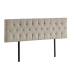 Linen Fabric King Bed Deluxe Headboard Bedhead - Beige