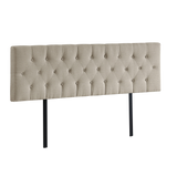 Linen Fabric King Bed Deluxe Headboard Bedhead - Beige - 45-Degree Angle