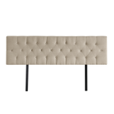 Linen Fabric King Bed Deluxe Headboard Bedhead - Beige - Low Angle