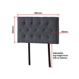 Linen Fabric Single Bed Deluxe Headboard Bedhead - Grey - Rear View