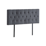 Linen Fabric Double Bed Deluxe Headboard Bedhead - Grey - Front View