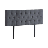 Linen Fabric Queen Bed Deluxe Headboard Bedhead - Grey - Side View