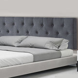 Linen Fabric Queen Bed Deluxe Headboard Bedhead - Grey - Top-Down View