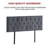 Linen Fabric Queen Bed Deluxe Headboard Bedhead - Grey - 45-Degree Angle