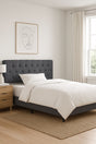 Linen Fabric King Bed Deluxe Headboard Bedhead - Grey