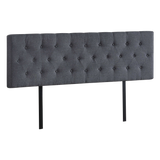 Linen Fabric King Bed Deluxe Headboard Bedhead - Grey - Front View