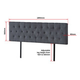 Linen Fabric King Bed Deluxe Headboard Bedhead - Grey - Close-Up Angle
