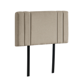 Linen Fabric Single Bed Deluxe Headboard Bedhead - Beige - 45-Degree Angle