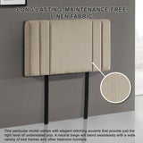 Linen Fabric Single Bed Deluxe Headboard Bedhead - Beige - Rear View
