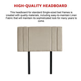 Linen Fabric Single Bed Deluxe Headboard Bedhead - Beige - Extra Image