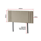 Linen Fabric Double Bed Deluxe Headboard Bedhead - Beige - Extra Image