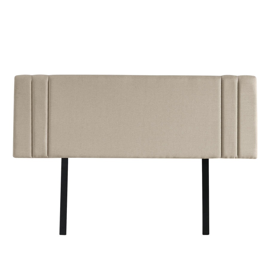Linen Fabric Double Bed Deluxe Headboard Bedhead - Beige