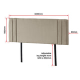 Linen Fabric Queen Bed Deluxe Headboard Bedhead - Beige - Extra Image