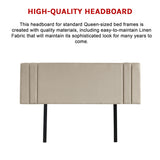Linen Fabric Queen Bed Deluxe Headboard Bedhead - Beige - Extra Image