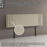 Linen Fabric King Bed Deluxe Headboard Bedhead - Beige - Close-Up Angle