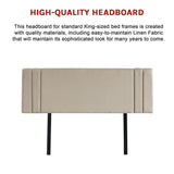 Linen Fabric King Bed Deluxe Headboard Bedhead - Beige - Extra Image