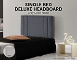 Linen Fabric Single Bed Deluxe Headboard Bedhead - Grey