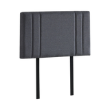 Linen Fabric Single Bed Deluxe Headboard Bedhead - Grey - Side View
