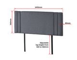 Linen Fabric Double Bed Deluxe Headboard Bedhead - Grey - Rear View
