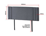Linen Fabric Queen Bed Deluxe Headboard Bedhead - Grey - Rear View