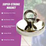 Round Neodymium Fishing Magnet with Countersunk Hole and Eyebolt, 500 LBS pull - Extra Image