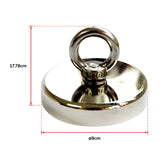 Round Neodymium Fishing Magnet with Countersunk Hole and Eyebolt, 500 LBS pull