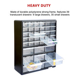 Storage Cabinet Drawers 39 Plastic Tool Box Containers Organiser Cupboard - Close-Up Angle