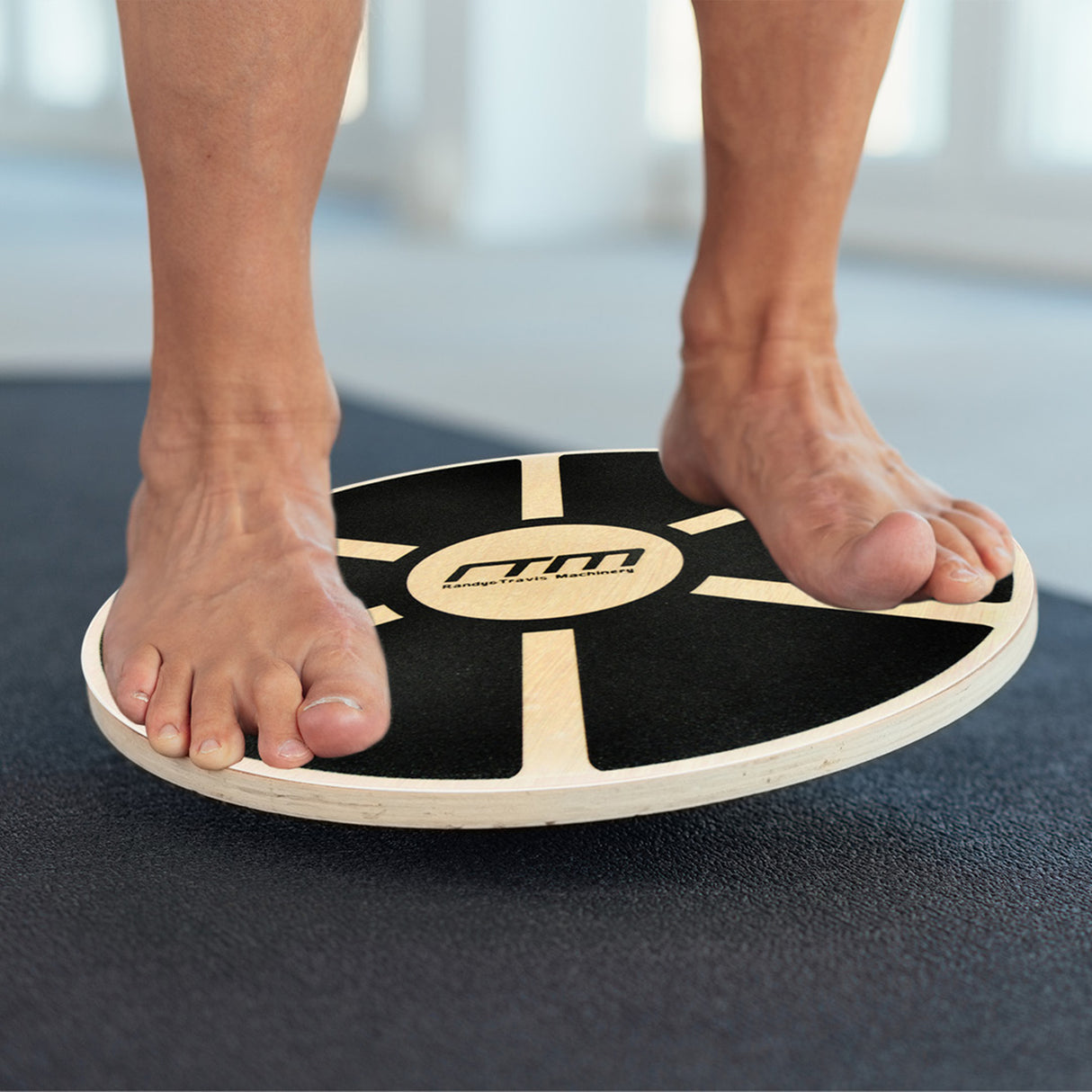 Heavy Duty 15.5" Wooden Balance Board with Non-Slip Pad for Fitness Training