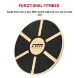 Heavy Duty 15.5" Wooden Balance Board with Non-Slip Pad for Fitness Training