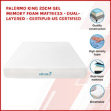 King 25cm Gel Memory Foam Mattress &ndash; Dual-Layered Comfort with CertiPUR-US&reg; Certified Foam - Side View