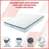 King 20cm Hybrid Mattress &ndash; Memory Foam and Innerspring Support