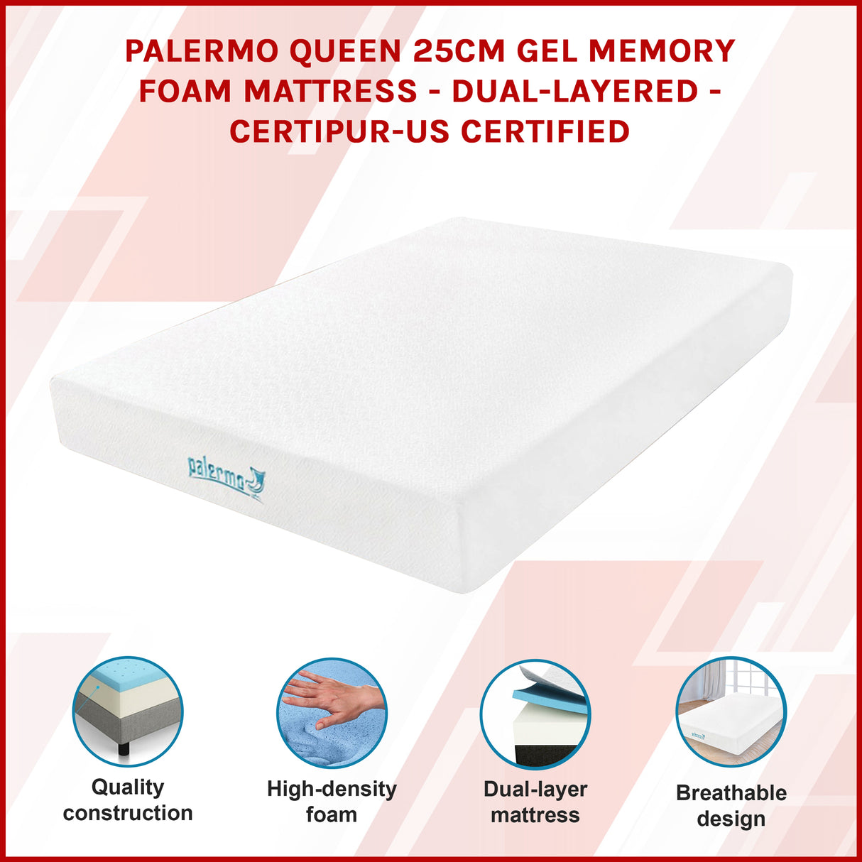 Queen 25cm Gel Memory Foam Mattress &ndash; Dual-Layered Comfort with CertiPUR-US&reg; Certified Foam