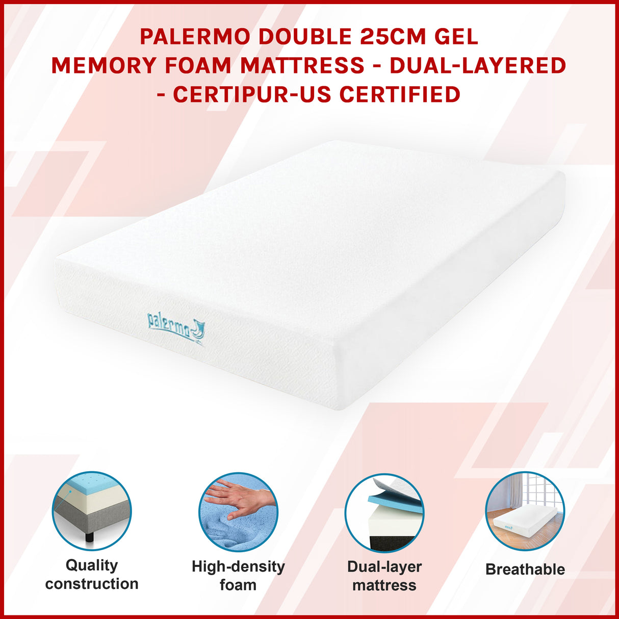 Double 25cm Gel Memory Foam Mattress &ndash; Dual-Layered Comfort with CertiPUR-US&reg; Certified Foam
