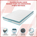 Double 20cm Hybrid Mattress &ndash; Memory Foam and Innerspring Support - Side View