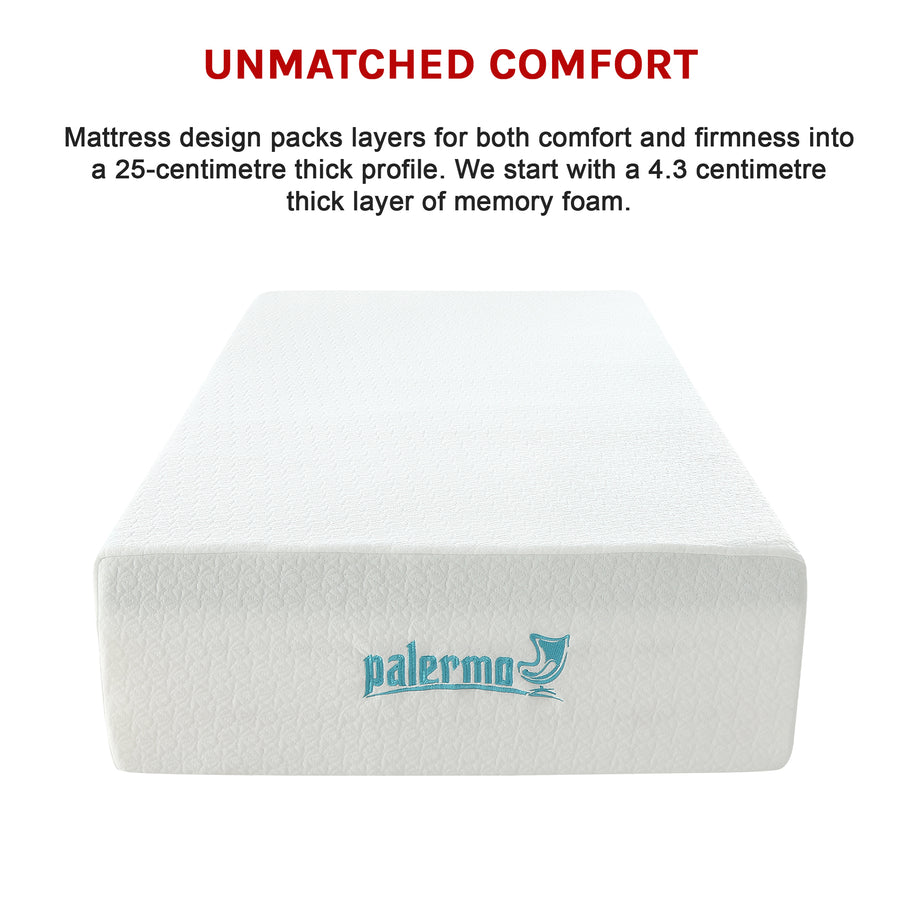 King Single 25cm Gel Memory Foam Mattress &ndash; Dual-Layered Comfort with CertiPUR-US&reg; Certified Foam